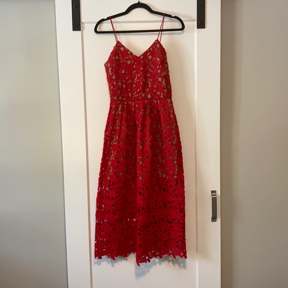 Red lace dress